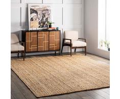 NuLOOM TAJT03 Tappeto in iuta Rigo intrecciato a mano, Juta, Naturale, 300 x 420 cm