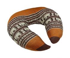 Kapok cuscino Thai cuscino a forma di cuscino cervicale/collo/cuscino da viaggio in rosso nero con elefanti modello – mythai Massage – Realizzato a mano in Thailandia