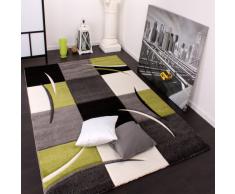 Tappeto Di Design Orlo A Quadri Nei Colori Bianco Verde Grigio Nero, Dimensione:80x150 cm