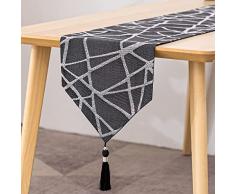 Runner da Tavola, Runner da Tavola Giallo Resistente 30x120 cm, Runner Moderno, Decorazioni per Tovaglie Lavabili, Runner da Cucina per Cena, Baby Shower, Matrimonio, Festa (Jacquard Nero)