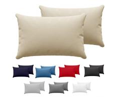 Dreamzie Federa Cuscino (Set di 2) - Beige Cotone - Per i Cuscini 40 x 60 cm - 100% Jersey di Cotone - Federa da Cuscino - Copri Cuscino per Letto - Fodera Protezione per Cuscino