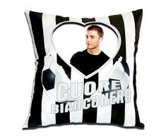 CUSCINO PERSONALIZZATO PERSONALIZZABILE STAMPA FOTO SPORT CALCIO CUORE BIANCO NERO JUVENTUS