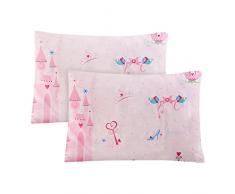 Vegena 2 Pezzi Federa per Cuscino 40 x 60 cm, Federe per Bambini in Cotone, Morbida e Traspirante, con Chiusura a Busta, per Bambini e Ragazze