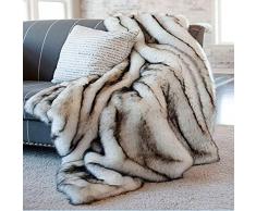 SKYLYZH Limitazione Volpe Tiro Coperta di Eco-Pelliccia Per Couch Divano Letto Lussuoso Imitazione Fox Coperta Ecopelle Coperta PV Trapunta Plantare Inverno Tiro Coperta (80X150 cm)