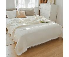 Trapunta in garza multistrato per divano letto in stile giapponese in cotone singolo matrimoniale trapunta, estate Cool Quilt, cotone Quilt, crema-bianco 200 x 230 cm