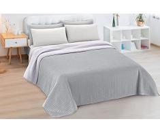 CosìCasa Copriletto Singolo Rosa Antico Estivo 100 Grammi [160X250 cm] | Trapuntino Singolo Primaverile Mezza Stagione | Trapunta Letto Singolo Primaverile | Tinta Unita Bicolore Grigio Chiaro/Scuro