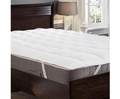 Night Comfort - Coprimaterasso extra imbottito, in piuma doca e piuma doca, 1000 g/mq, 6FT - Superking