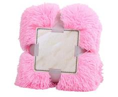 GODGETS Coperta di Pelliccia Sintetica, Leggero, Sottile, Morbido e Caldo, per Camera da Letto, Divano, Soggiorno e Letto Rosa 2 160×200 CM