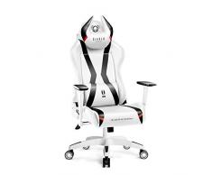 Diablo X-Horn Sedia Gaming Ufficio Braccioli 3D Design Ergonomico Collo/Cuscino Lombare Finta Pelle Meccanismo Oscillante (Bianco, L)
