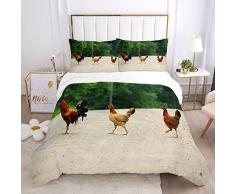 Copripiumino 200 x 200 cm Pollo Bianco Antico Copri Piumone In Microfibra Viene Fornito Con 2 Federe