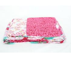 1001 Wohntraum T414 Quilt O Blumen - Trapunta patchwork country shabby, 150 x 200 cm, colore rosa