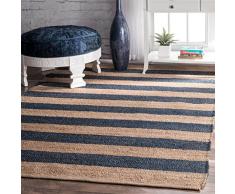 nuLOOM flatweave Alisia Strisce di Iuta Tappeto, Juta, Natural, 4 x 6