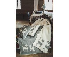 Ger3as Coperta double-face in lana di pecora, 130 x 200 cm, calda coperta in 100% lana, plaid o coperta per divano (gatti grigii)