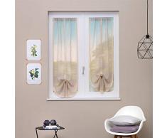 Linea oro Coppia Tendine, Tenda a Vetro, Tendina a Vetro Estella Merletto Beige cm 60x150