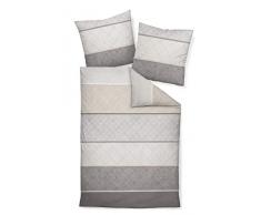 Janine, biancheria da letto DAVOS, in flanella, colore argento/sabbia, codice articolo 65016 , 100% cotone, Grau, 155 cm x 220 cm