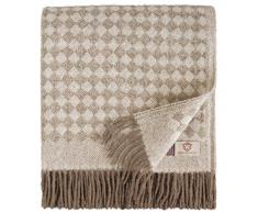 LINEN & COTTON Plaid di Lusso Molto Caldo e Morbido, Coperta/Copriletto/Coperte Paris -100% Pura Lana Nuova Zelanda, Marrone/Naturale (140 x 200cm), Adatto per Letto Divano, Singolo/Matrimoniale