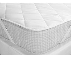 Tata Home Topper Materasso Trapuntato a Quadri Coprimaterasso Imbottito con Elastici Misura Singolo cm 90x200
