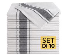 Loco Bird strofinacci cucina cotone 45x75 cm bianco monochromatico - Set di asciugamani da cucina di in 10 pezzi - Asciugapiatti - stracci cucina in cotone per asciugare