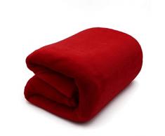 UKKO Coperta Cappuccio Light Sottile Lavaggio Meccanico Lavare La Flanella A Plaids Super Calda Coperte Morbide Tiro sul Divano/Letto/Viaggi Patchwork Solido-Red,120X200Cm