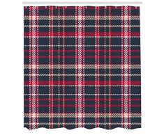 ABAKUHAUS Scozzese Tenda da Doccia, Classical Pattern with Traditional Origins Irish Country Retro Style Simple Checkered, Stampa Personalızzato, 175 X 200 cm