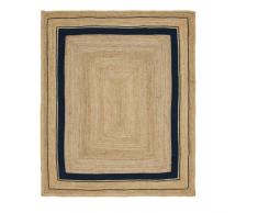 DN HANDICRAFT Tappeto indiano fatto a mano in fibra naturale marrone bordo nero iuta 120 x 180 cm (120 x 180 cm)