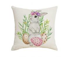 Federa per cuscino con cerniera nascosta in lino antipolvere Happy Easter Bunny Throw federa per cuscino per decorazioni per la casa forniture per la casa cuscino di Pasqua