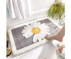 SDINAZ Tappetini per Il Bagno Tappeti Antiscivolo Lavabile Materassini con Motivo a Margherita 80 * 50 CM