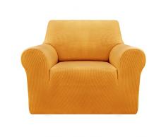 Deconovo Copridivano 1 Posto Elasicizzato Fodera Protettiva Divano Copripoltrona con Braccioli per Soggiorno Arancio