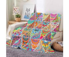 Mandala Coperta Plaid in Flanella, Treer 3D Coperta Pile, Microfibra Coperta Divano Morbida Trapunta per Bambini/Adulti/Singolo Matrimoniale Letto (Patchwork,130x100cm)
