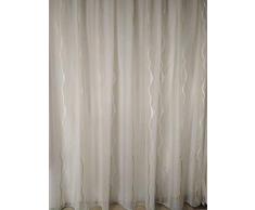 Tende Arredo Tessile Tenda a Metraggio Venduta a Metro in Boucle effetto Lino Fasce Verticali 3 Colori Alta 3 Metri (Bianco)