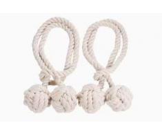 Un Paio di Corde Fermatenda Fatti a Mano in Cotone Ferma Tenda Corde Tenda Curtain Tiebacks (Beige)
