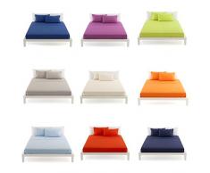 Completo Lenzuola Letto Matrimoniale Singolo Una Piazza e Mezza 100% Cotone (Una Piazza e Mezza 185x290, Bianco)