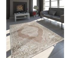 Paco Home Oriente Tappeto Moderno Effetto 3D mélange Brillante Ornamenti in Beige Crema, Dimensione:80x150 cm
