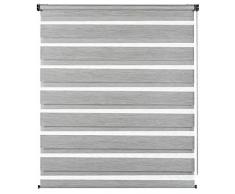 Gardinia de Luxe Doppia, possibilità Soffitto, a Parete o in Nicchia, Duo/Tenda a Rullo Laterale, Strisce Trasparenti e Opache, Tutti i Pezzi di Montaggio Inclusi, 50 x 180 cm (LxA), Grigio mélange