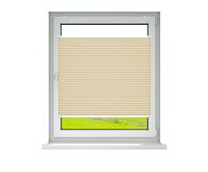 VICTORIA M Tenda Plissé EasyFix 60 x 120 cm Crema - Tenda Plissettata con Supporto Klemmfix e Supporto Adesivo - Montaggio Senza Fori