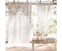 Blanc Mariclo - Tenda Imperiale in Lino Ricamato 150 x 290 cm con Nodi