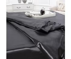 Jasmine Silk 100% di gelso 19MM Charmeuse seta lenzuolo (nero) - re 150 centimetri x 200 cm + 26 centimetri