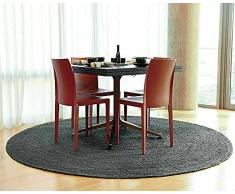 DNR indiano fibra naturale nero juta 3x3 piedi quadrati (90 x 90 cm) tappeto zona rotonda