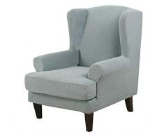 ele ELEOPTION Fodera per Poltrona Tessuto Jacquard Elasticizzato in 2 Pezzi Twill Design Fodere Copridivani Tinta Unita Fodera per Divano Lavabile e Antirughe Copertura Poltrona (Grigio Chiaro)