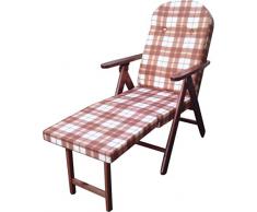 POLTRONA SEDIA SDRAIO AMALFI CON PROLUNGA IN LEGNO RECLINABILE 4 POSIZIONI CUSCINO IMBOTTITO H 105 CM SOGGIORNO CUCINA SALONE DIVANO (IL166 marrone)