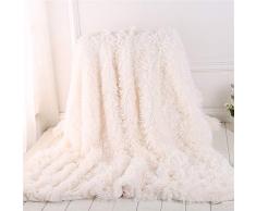 Fansu Coperta in Pelliccia Sintetica per Divano, Calda Soffice Coperta in Pile di Corallo Coperta Decorativa Traspirante Inverno Coperte da Letto in Peluche (Bianca,130 * 160cm)