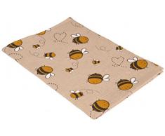 Vaitkute 216052 - Set di 2 asciugapiatti Biene misto lino con stampa motivo: api 50% lino e 50% cotone lavabili a 40º 240 g/ m2 47 x 70 cm colore: naturale/giallo
