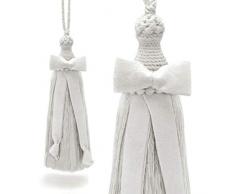 Embrasse Ferma Tenda Nappa per Tendoni Shabby Chic con Fiocco Colore Bianco