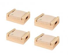 Hostelnovo - Set di 4 portatovaglioli con 400 pezzi di tovaglioli ecologici da cocktail 10 x 10 cm - Portatovaglioli in legno Made in Spagna - Tovaglioli colore naturale, carta riciclata al 100%