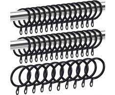 Shappy - Anelli in metallo, per tende e bastoni, rotondi, scorrevoli, 30 mm di diametro interno