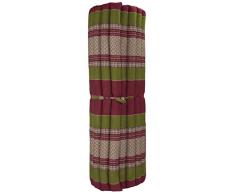 Fine Asianliving Materasso Arrotolabile Thai 200x100x4.5cm Rosso Verde Cuscino Thailandese Materasso Triangolare Kapok Thai meditazione da yoga