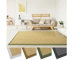 casa pura, Grande Tappeto da Salotto, 100% sisal Naturale, con Bordo in Cotone, 4 Colori e 2 Misure, Sisal, Nature - Bordure Pistache, 160x230cm