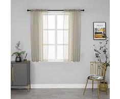 GIRASOLE Coppia Tende Voile Trasparenti Effetto Lino Tenda per Soggiorno Camera Cameretta Balcone Finestra e Interni 2 Pannelli con Tasca (Tortora, 70x150cm)