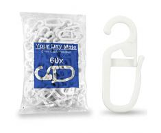 60 x Ganci Tenda con Occhielli da 6 mm, per Anelli per Tende Fino a Ø 6 mm, per Binari e Bastoni per Tende, Gancetti per Tende da 6 mm, Accessori per Tende, Ganci Tende da 6 mm, Ganci a Clip da 6 mm