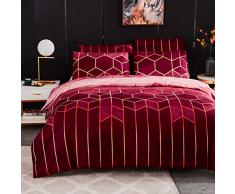 TeamWorld Set Copripiumino Matrimoniale Completo Sacco Copripiumino 220x240cm con 2 x Sacca Federe 50x70cm in Microfibra Parure Invernale Geometrico Matrimoniali,Copripiumini Set Biancheria da Letto